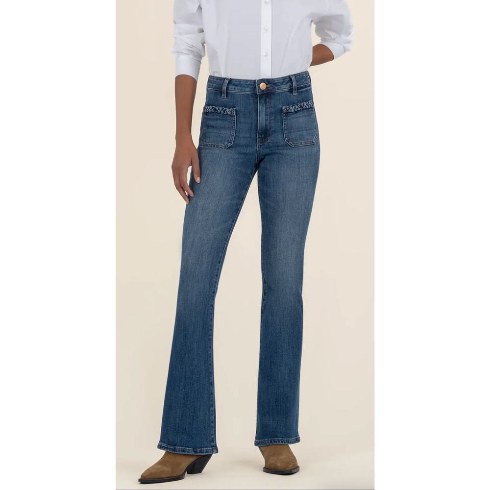 Kut From the Kloth Ana High Rise Flare Braided Pocket sz 16W